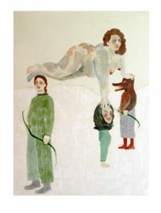 Painitng of a reclining naked woman alongside three other figures
