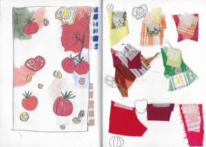 Image shows a book of artists sketch ideas