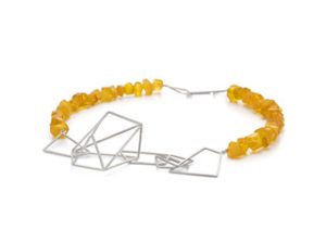 image shows handmade silver and bead bracelet