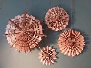 Image shows paper christmas decorations