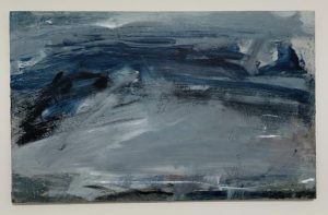 abstract painting in blue and grey