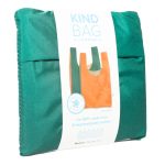 green folded reusable bag