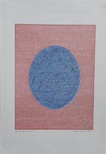 Blue eclipse Framed Drawing 34x29cm