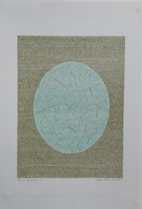 Blue eclipse Framed Drawing 34x29cm By Karen Foss