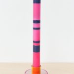 Dual tone glass candle holder by Block. Pink and yellow. British Colour Standard Candle