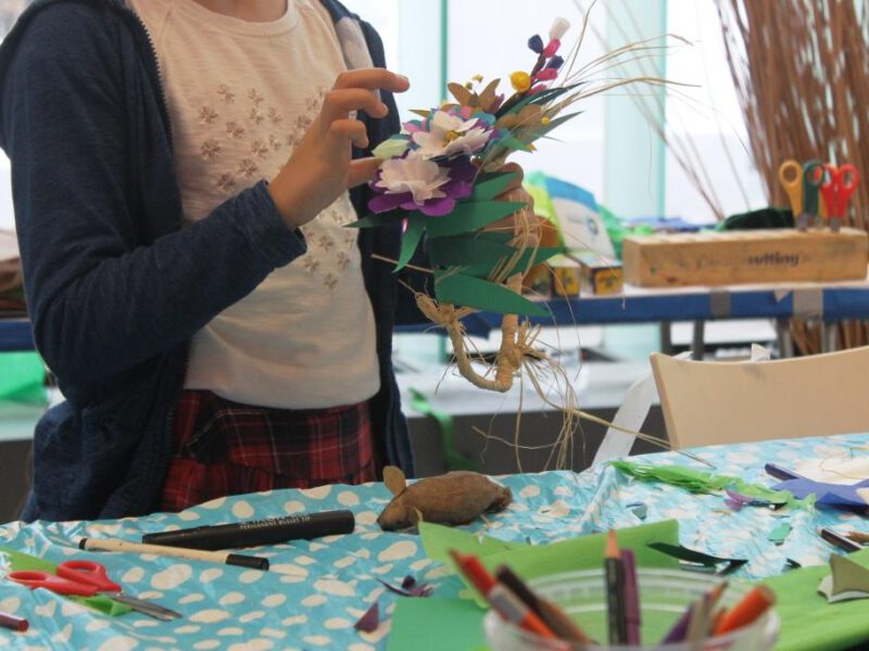 Making Mazey Day headdresses at The Exchange