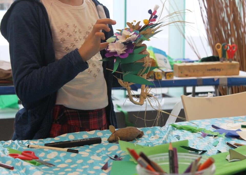 Making Mazey Day headdresses at The Exchange