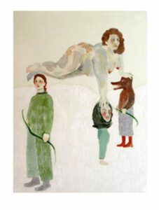 Painitng of a reclining naked woman alongside three other figures