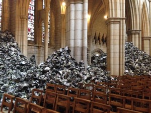 Part of the Imran Qureshi installation in Truro Cathedral for Newlyn Art Gallery & The Exchange