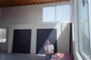 Photograph of painter Robyn Denny in his LA studio, on show at Newlyn Art Gallery & The Exchange