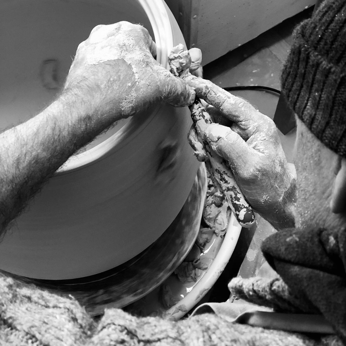 Jack Doherty Porcelain In Penzance Studio On Potters Wheel.