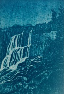 blue print of water fall