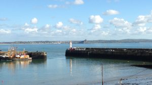Image shows the harbour area in newlyn looking across to St Michaels's mount