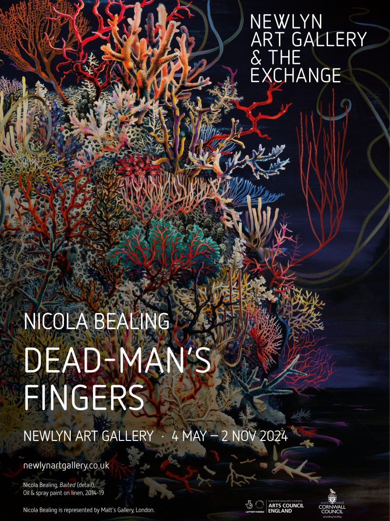 painting of colourful email of coral with title 'Nicola Bealing Dead-Man's Fingers'