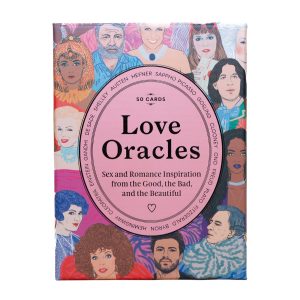 Love Oracles game box with pink circular centre and cartoon faces