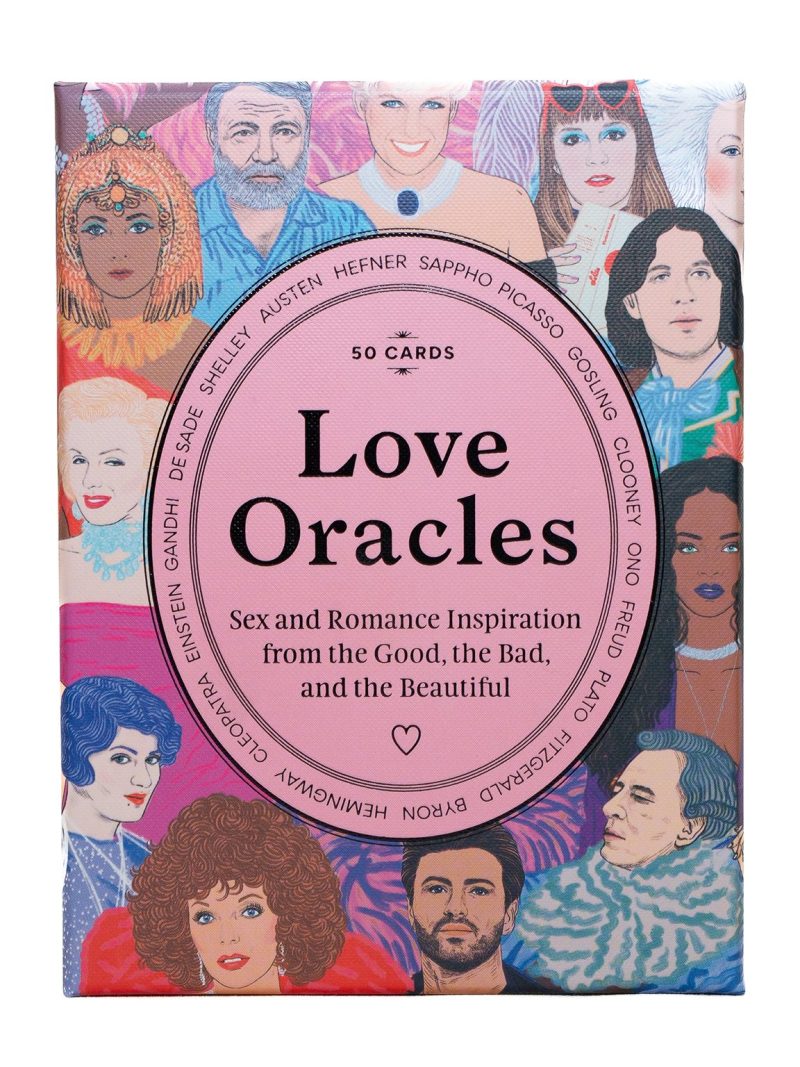 Love Oracles game box with pink circular centre and cartoon faces