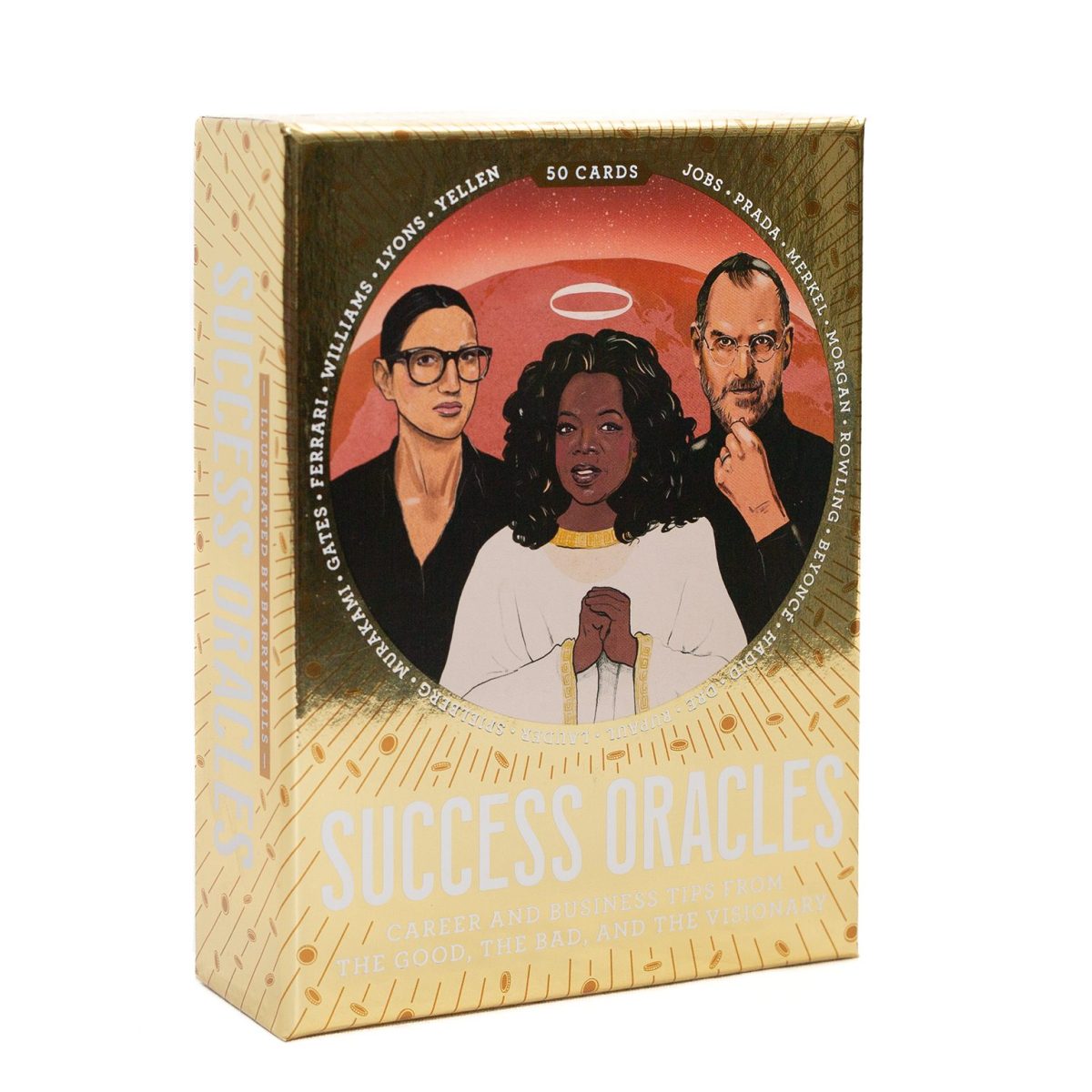 Gold Success oracles card box with Oprah and Steve Jobs on the cover
