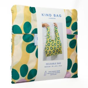 green and yellow folded reusable bag