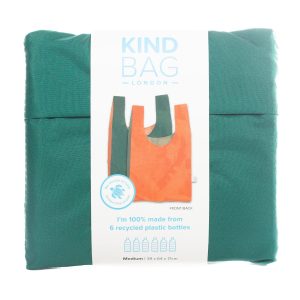 green folded reusable bag