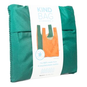 green folded reusable bag