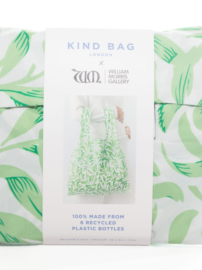 green leaf design on folded reusable bag