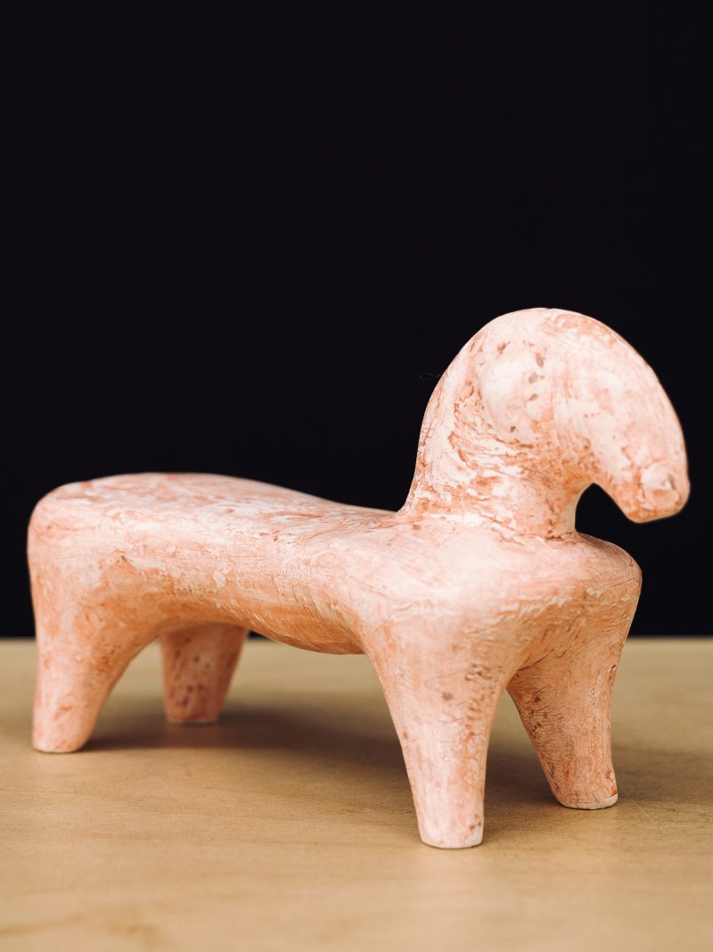 Pink Plaster Sculpture of a Horse