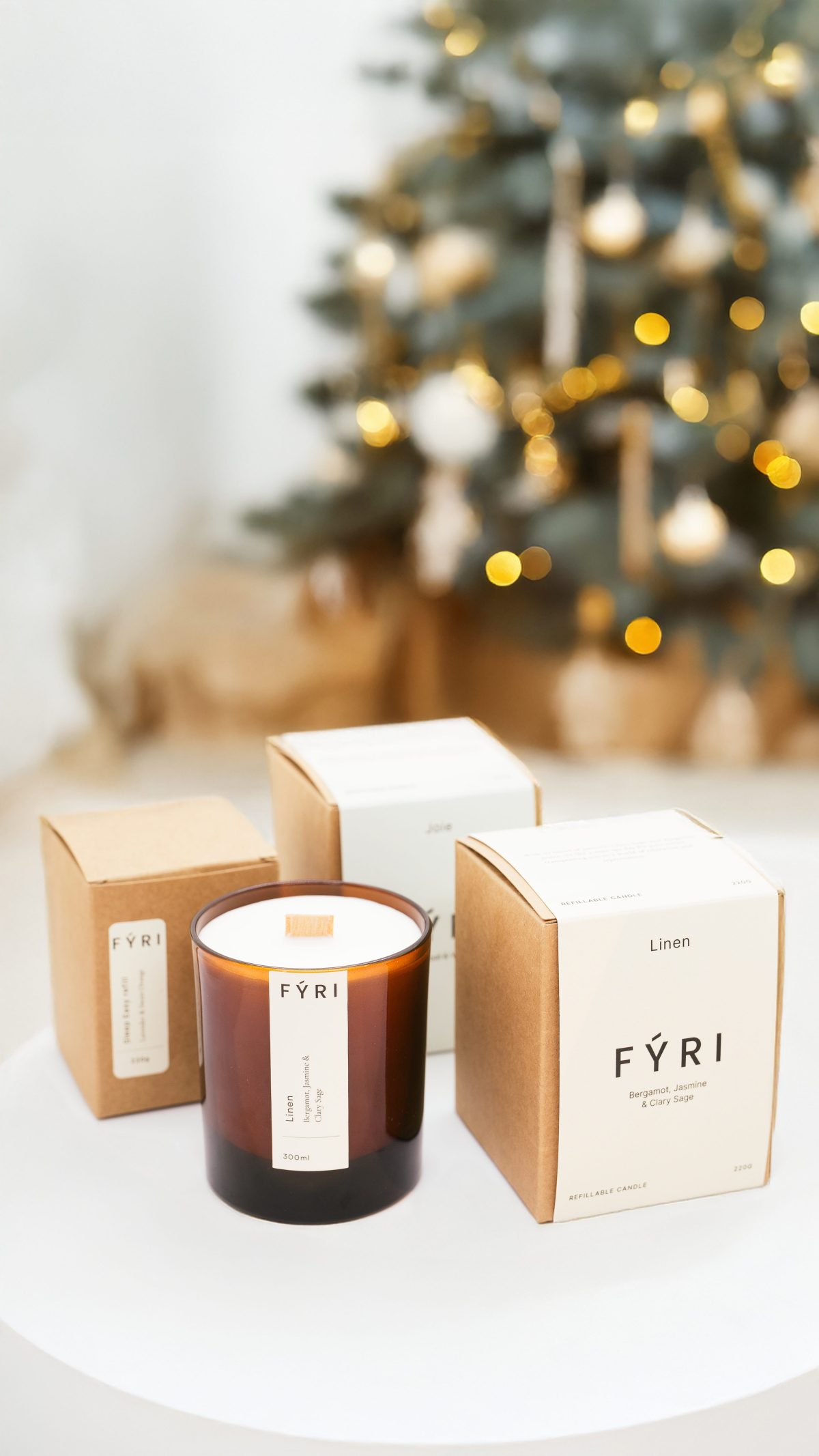 FYRI Candle bundle with Christmas tree in background